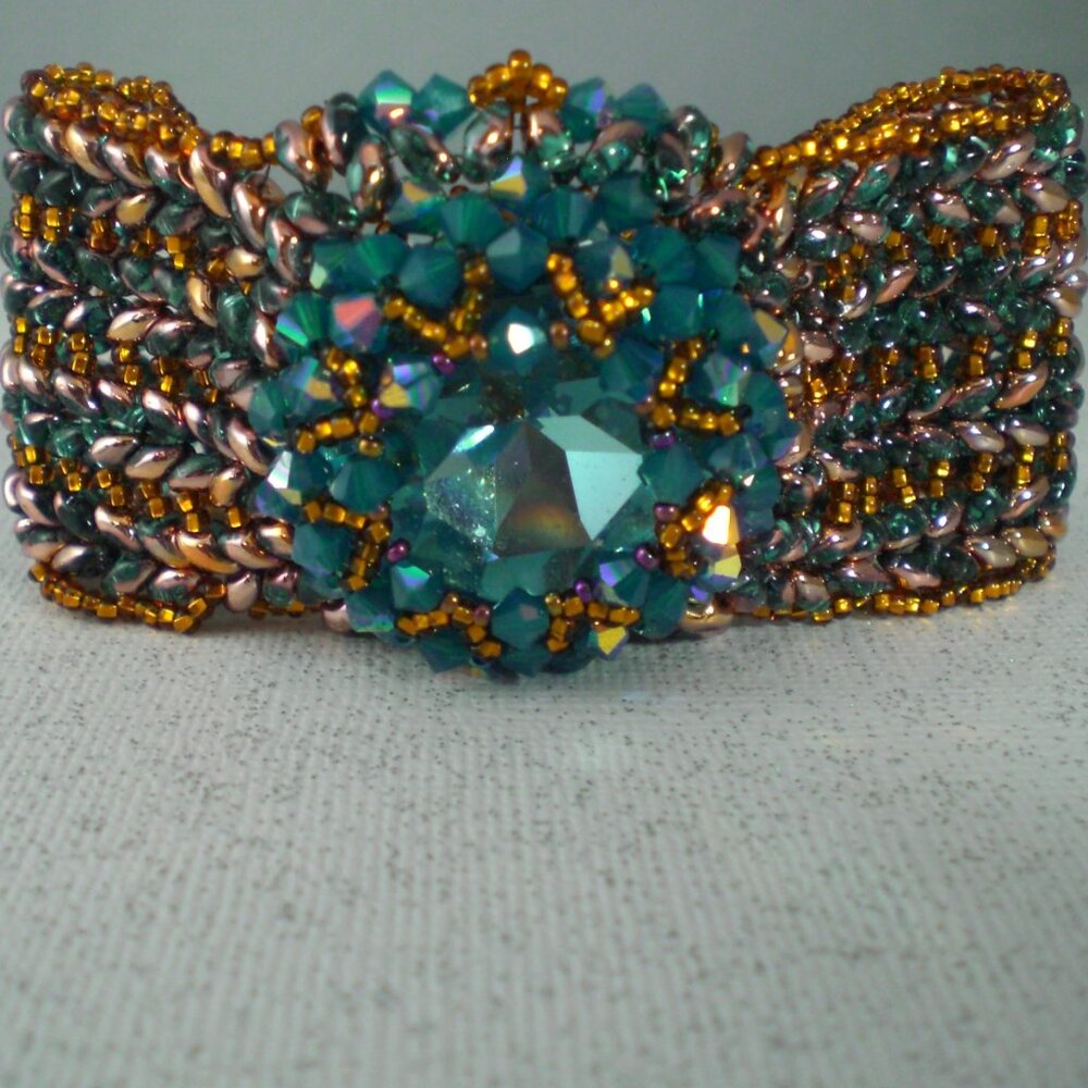Una Nolte Sol Nilo Bracelet, Hand Beaded Cuff Bracelet; Swarovski Crystal